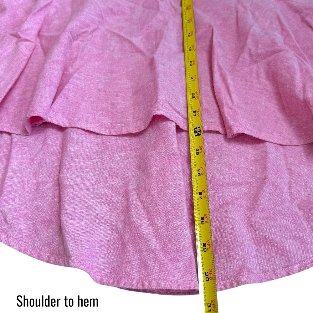 Y2K 7th Avenue Linen Blend Pink Hi Low Ruffle Trim Skirt Summer Event Feminine 4
